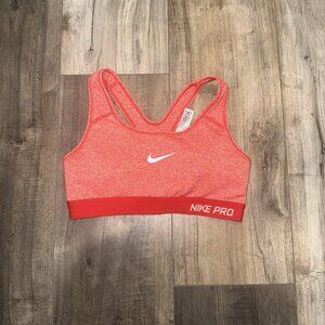 Nike Pro Dri-Fit Racer Back Women's Sports Bra - Red Heather - Size XS
